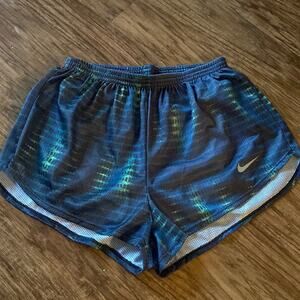 Nike Girls Running Shorts Mesh Blue Green Active elastic Kids Youth Medium